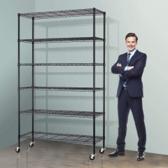 6-Tier Commercial Storage Shelves NSF Certified Wire Shelving Unit on Wheels Heavy Duty Metal Shelves Adjustable Steel Shelving 2100Lbs Capacity