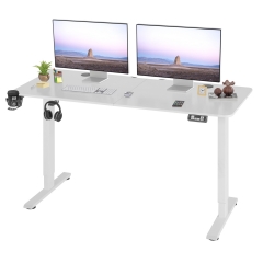 Electric Standing Desk Height Adjustable Computer Desk 55 inches Home Office Gaming Desk Writing Computer Workstation, White