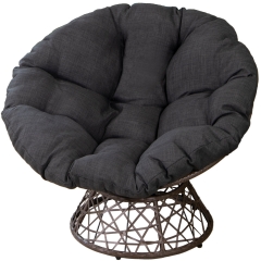 Patio Lounge Chairs Papasan Chair Egg Chair 360-Degree Swivel Papasan Chair Round Circle Ratten Chair with Cushion and Metal Frame, Black