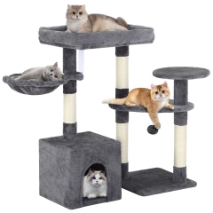 BestPet 33in Cat Tree Cat Tower with Scratching Posts for Indoor Cats,Multi-Level Cat Furniture Activity Center Stand House Cat Condo,Dark Gray