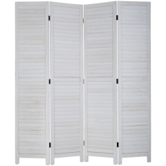 Room Divider Partition 4 Panel Privacy Screen Folding Screen Wood Frame Screen for Home Office Bedroom, White