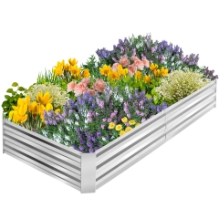 Galvanized Garden Bed Outdoor Elevated Raised Garden Bed 6x3x1ft Vegetables Flowers And Herbs Raised Planter with Galvanized Steel Raised Bed KiSilver