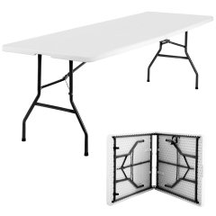 8FT Folding Table Camping Table Plastic Foldable Table Picnic Table for Outdoor Office Parties Camping