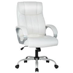 High Back Desk Chair with Lumbar Support Headrest Armrest Ergonomic Office Chair, PU Leather Computer Chair Task Chair for Back Pain, White