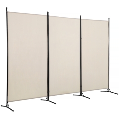 3 Panel Room Divider Folding Privacy Screen 5.9FT Partition Room Separators with Metal Frame Portable Freestanding Room Divider, Beige