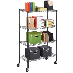 3 Tier Wire Shelving Metal Storage Shelves 23L x 13W x 32H Layer Storage  Shelves with Wheels for Kitchen Garage Small Places,Chrome