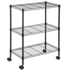 Wire Shelving Metal Storage Shelves 23L x 13W x 32H 3 Tier Layer Storage Shelves with Wheels for Kitchen Garage Small Places, Black