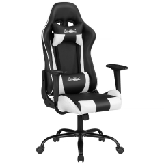 PC Gaming Chair Ergonomic Office Chair Racing Computer Chair with Lumbar Support Adjustable Gamer Chair Reclining Desk Chair, White