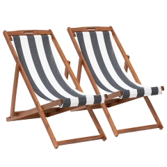 Outdoor Wooden Patio Lounge Chair 2 Set Beach Sling Chair Set Height Portable Reclining Beach Chair Solid Wood Frame, WB