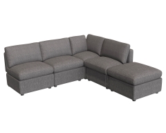 Modular Sectional Sofa Couch,L shaped Sofa Couch Convertible Sofa 4-Seat Sofa with Ottoman for Living Room Bedroom Office,Dark Gray
