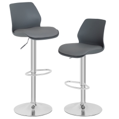 Bar Stools Set of 2 for Home and Kitchen Bar Stools Home Furniture Barstool with Polypropylene Back and Soft Leather Seat Swivel Adjustable Bar Chairs