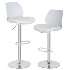 Bar Stools Set of 2 for Home and Kitchen Bar Stools Home Furniture Barstool with Polypropylene Back and Soft Leather Seat Swivel Adjustable Bar Chairs