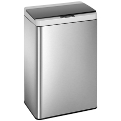 13 Gallon 50 Liter Kitchen Trash Can for Bathroom Bedroom Home Office Automatic Touch Free High-capacity with Lid Brushed Stainless Steel Waste Bin