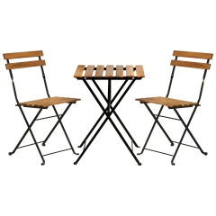 3-Piece Wood Patio Bistro Set Outdoor Furniture Set Bistro Table Set Patio Bistro Set Small Patio Table and Folding Chairs, Nature