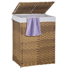Paylesshere Laundry Basket Handwoven Laundry Hamper 90L/110L Foldable Rattan Laundry Hamper With Lid,2 Removable Liner Bags & 6 Laundry Bags, Natural