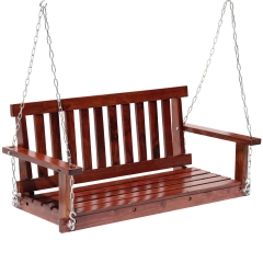 Outdoor Wooden Porch Swings 48inch Outdoor Swings Heavy Duty 800lb Weight Capacity Swing Bench for Adults with Hanging Chains and Fixing Screw, Brown