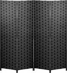 Room Divider 6FT Wall Divider Wood Screen 4 Panels Wood Mesh Hand-Woven Design Room Screen Divider Indoor Folding Portable Partition Screen