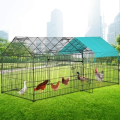 Chicken Coop, Large Metal Walk-in Poultry Cage Kennel Hen Run House Rabbits Ducks Pet Playpen Enclosure for Small Animal, Black