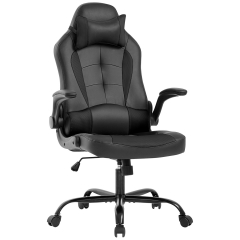 PC Gaming Chair Ergonomic Office Chair Desk Chair with Lumbar Support Flip Up Arms Headrest PU Leather Executive High Back Computer Chair,Black