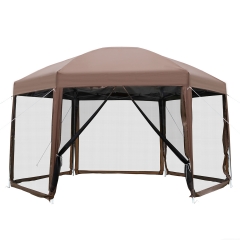 PayLessHere 13x13ft Hexagonal Gazebo Party Tent Pop Up Gazebo Screen House Patio Gazebo with Mosquito Netting Carry Bag Waterproof