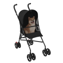 BestPet Pet Stroller Dog Cat Stroller with Handlebars Canopy Breathable Mesh & Leash Seat Belt Foldable Puppy Stroller for Small Medium DogsCats Black