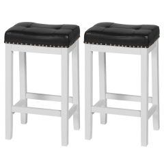 Bar Stools Set of 2 of PU Leather Bar stools for Kitchen Counter Solid wooden Saddle Stool 29’’ Height Bar Stool