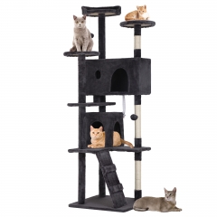 BestPet 70in Cat Tree Tower for Indoor Cats,Multi-Level Cat Furniture Activity Center with Cat Scratching Stand House Cat Condo with Funny Dark Gray