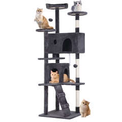 BestPet 70in Cat Tree Tower for Indoor Cats,Multi-Level Cat Furniture Activity Center with Cat Scratching Stand House Cat Condo with Funny Ashy