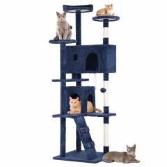 BestPet 70in Cat Tree Tower for Indoor Cats,Multi-Level Cat Furniture Activity Center with Cat Scratching Stand House Cat Condo with Funny Navy Blue