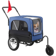 BestPet Pet Stroller 2-in-1 Pet Dog Bike Trailer Dog Stroller Bicycle Trailer Jogger Wagon Stroller Pet Dog for Medium and Large Dogs Bicycle Blue