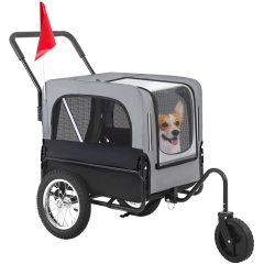 BestPet Pet Stroller 2-in-1 Pet Dog Bike Trailer Dog Stroller Bicycle Trailer Jogger Wagon Stroller Pet Dog for Medium and Large Dogs Bicycle Gray