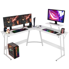L Shaped Desk Corner Gaming Desk Computer Desk with Large Desktop Studying and Working and Gaming for Home and Work Place, White