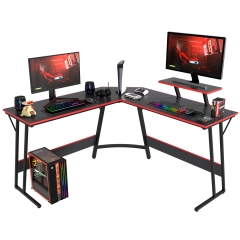 L Shaped Desk Corner Gaming Desk Computer Desk with Large Desktop Studying and Working and Gaming for Home and Work Place, Black