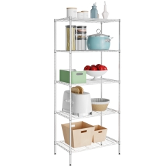 5-Shelf Adjustable Wire Shelving Unit Metal Shelf Layer Rack Strong Steel Organizer Wire Rack  H for Restaurant Garage Pantry Kitchen Garage,Chrome