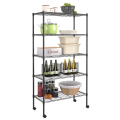 Shelves Shelf Wire Shelving Heavy Duty Storage 5 Tier Shelves with Adjustable Height  Sturdy Steel Construction Certified Maximum 1250lbs Black