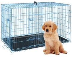 BestPet 24 Inch Dog Crates for Large Dogs Folding Mental Wire Crates Dog Kennels Outdoor and Indoor Pet Crate with Double-Door,Divider Panel Blue