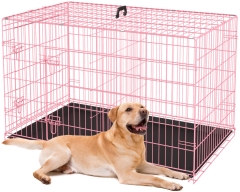BestPet 36 Inch Dog Crates for Large Dogs Folding Mental Wire Crates Dog Kennels Outdoor and Indoor Pet Crate with Double-Door,Divider Panel,Pink