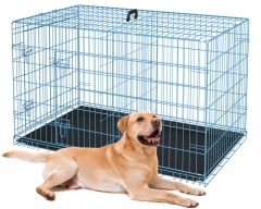 BestPet 36 Inch Dog Crates for Large Dogs Folding Mental Wire Crates Dog Kennels Outdoor and Indoor Pet Crate with Double-Door,Divider Panel Blue