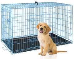 BestPet 30 Inch Dog Crates for Large Dogs Folding Mental Wire Crates Dog Kennels Outdoor and Indoor Pet Crate with Double-Door,Divider Panel Blue