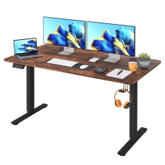 PayLessHere 48 Inch Adjustable Height Standing Desk Computer Desk with  Large Space  with Electric Lifting and 2 Memory Function Office Bedroom Brown