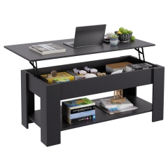 Coffee Table Lift Top Coffee Table Coffee Table with Hidden Compartment and Storage Shelf for Living Room Reception Room 47.2in L,Black