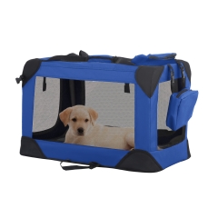 BestPet 24 inch Collapsible Dog Crate for Small Dogs, 3-Door Portable Folding Soft Dog Kennel  Foldable Travel Dog Crate for Indoor outdoor Blue