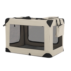 BestPet 36 inch Collapsible Dog Crate for Medium Dogs, 3-Door Portable Folding Soft Dog Kennel  Foldable Travel Dog Crate for Indoor outdoor Beige
