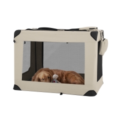 BestPet 42 inch Collapsible Dog Crate for Large Dogs, 3-Door Portable Folding Soft Dog Kennel  Foldable Travel Dog Crate for Indoor outdoor Beige