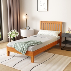 PayLessHere Wood Platform Bed Frame with Headboard/Twin size Solid Wood Foundation/Wood Slats Support/No Box Spring Needed/Easy Assembly,Natural