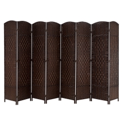 Room Divider 8 Panel Room Screen Divider Wooden Screen Folding Portable Partition Screen, Brown