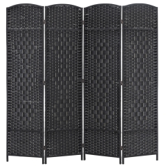 Room Divider 4 Panel Room Screen Divider Wooden Screen Folding Portable Partition Screen, Black