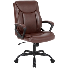Home Office Chair Ergonomic Desk Chair PU Leather Task Chair Executive Rolling Swivel Mid Back Computer Chair with Lumbar Support Armrest Brown