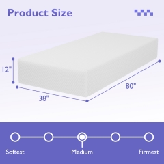 FDW 12 inch Gel Memory Foam Mattress for Cool Sleep Relieving Pressure Relief CertiPUR-US Certified Mattress in a Box,Twin XL