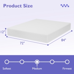 FDW 12 inch Gel Memory Foam Mattress for Cool Sleep Relieving Pressure Relief CertiPUR-US Certified Mattress in a Box,California King